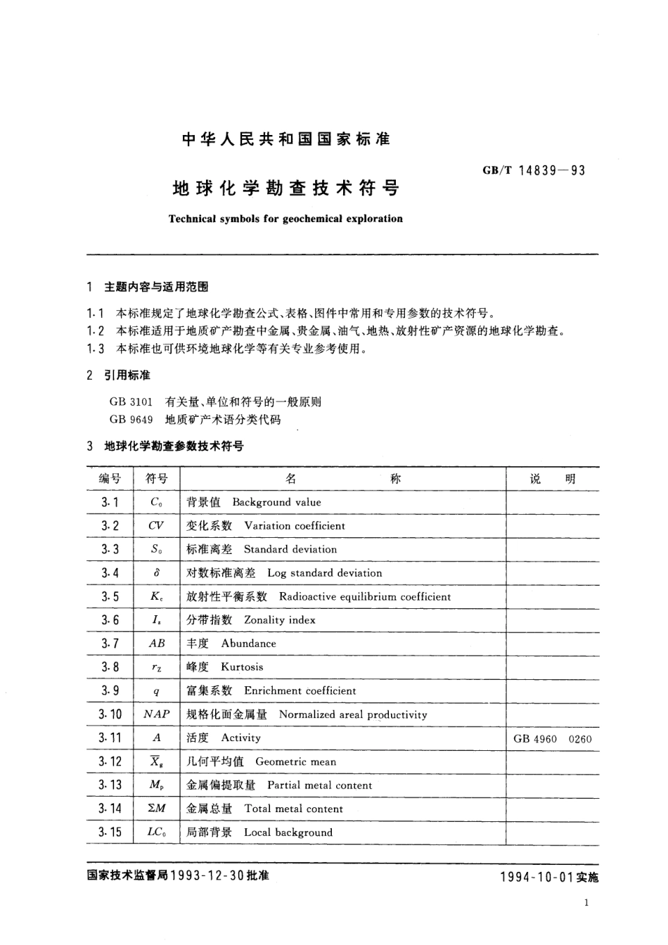 GB/T 14839-1993 地球化学勘查技术符号.pdf_第2页