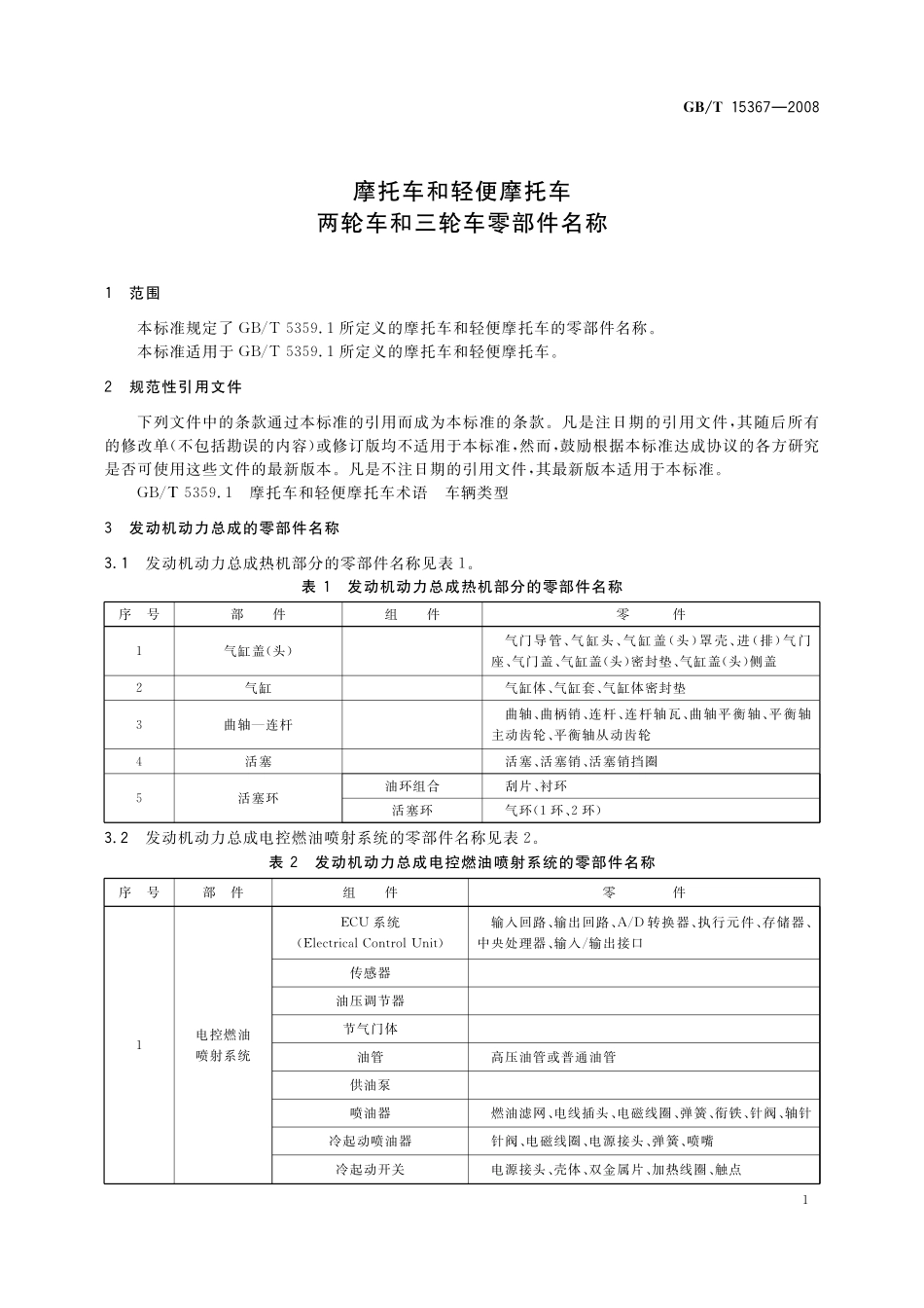 GB/T 15367-2008 摩托车和轻便摩托车 两轮车和三轮车零部件名称.pdf_第3页