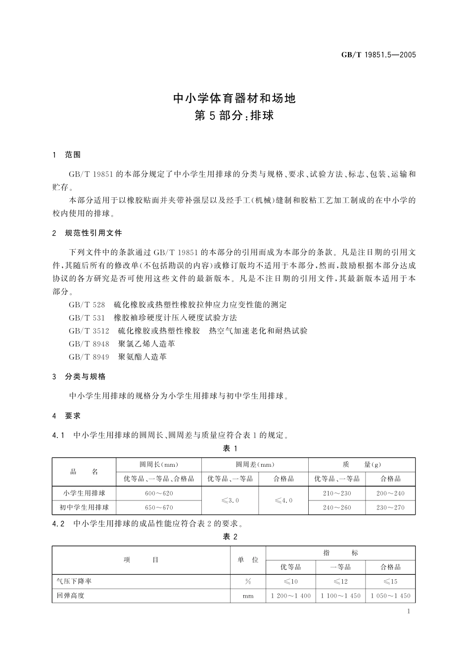 GB／T 19851.5-2005 中小学体育器材和场地 第5部分：排球.pdf_第3页