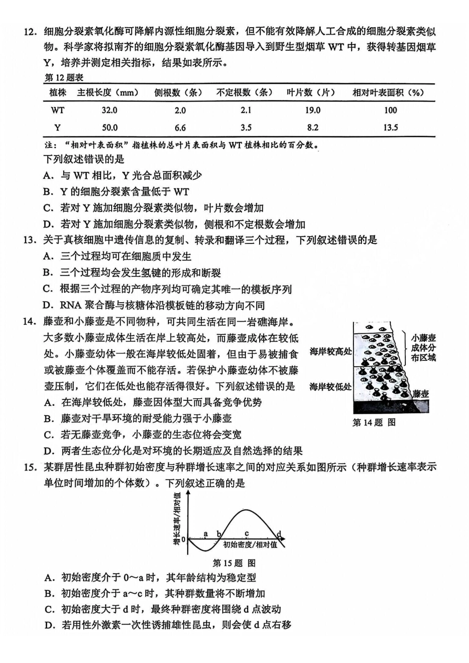 【A类】2025学年第一学期高二期末质量评价题库生物.pdf_第3页