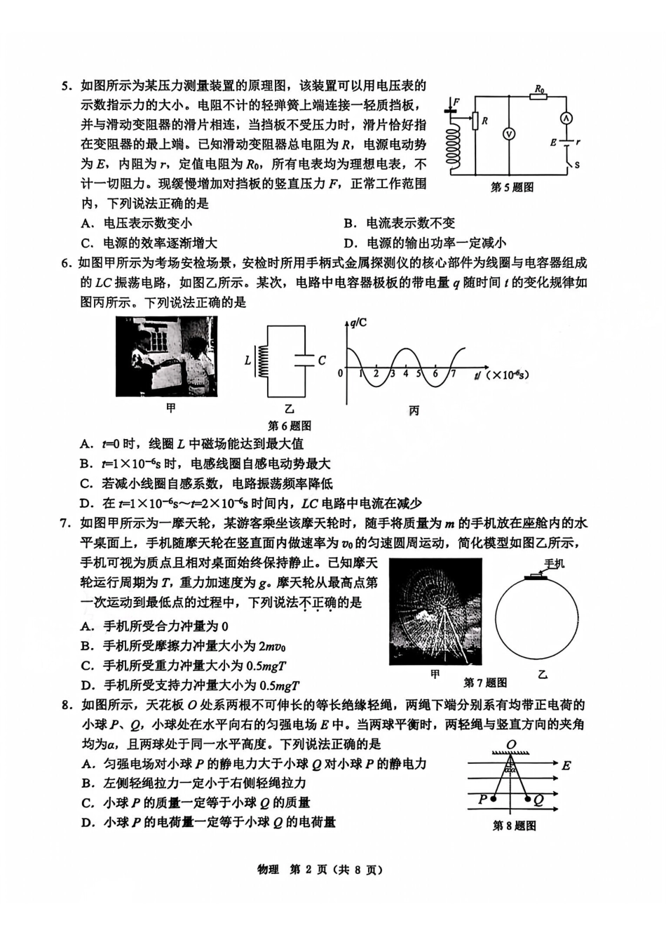 【A类】2025学年第一学期高二期末质量评价题库物理.pdf_第2页