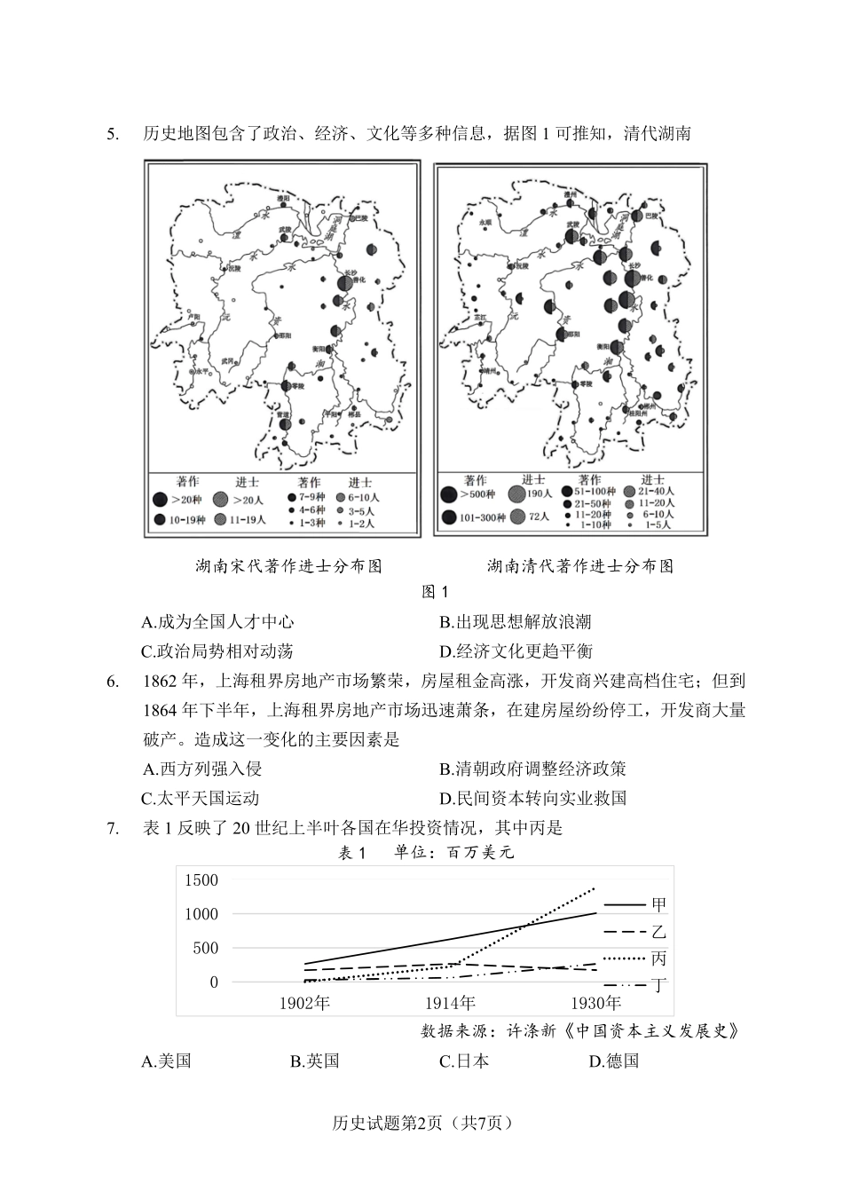 【历史试卷】长沙市2026年高三模拟考试.pdf_第2页