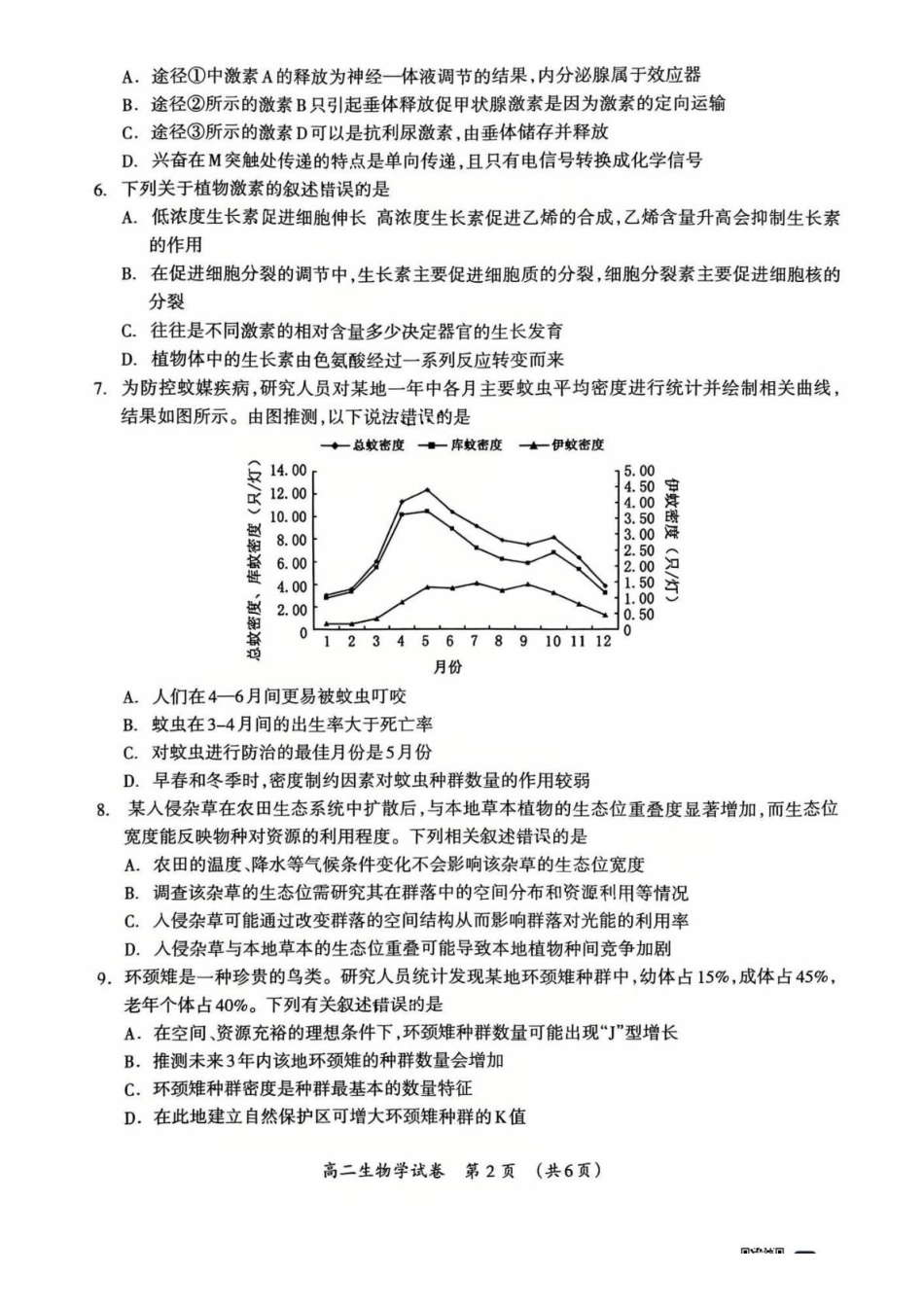 2025-2026学年度上学期期末质量检测高二年级生物2025-2026学年度上学期期末质量检测高二年级生物学试题.pdf_第2页