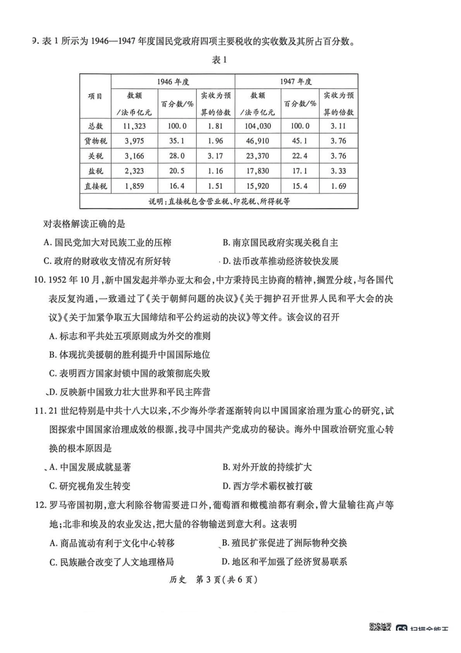 2026年茂名市高三年级第一次综合测试历史.pdf_第3页
