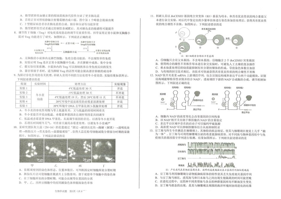 安徽2026年合肥市高三第一次教学质量检测生物.pdf_第2页