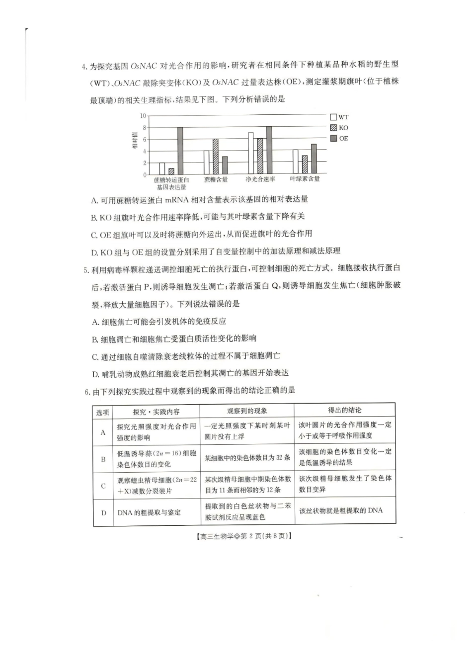 安徽阜阳市2025-2026学年度高三1月教学质量监测（阜阳一模）生物.pdf_第2页
