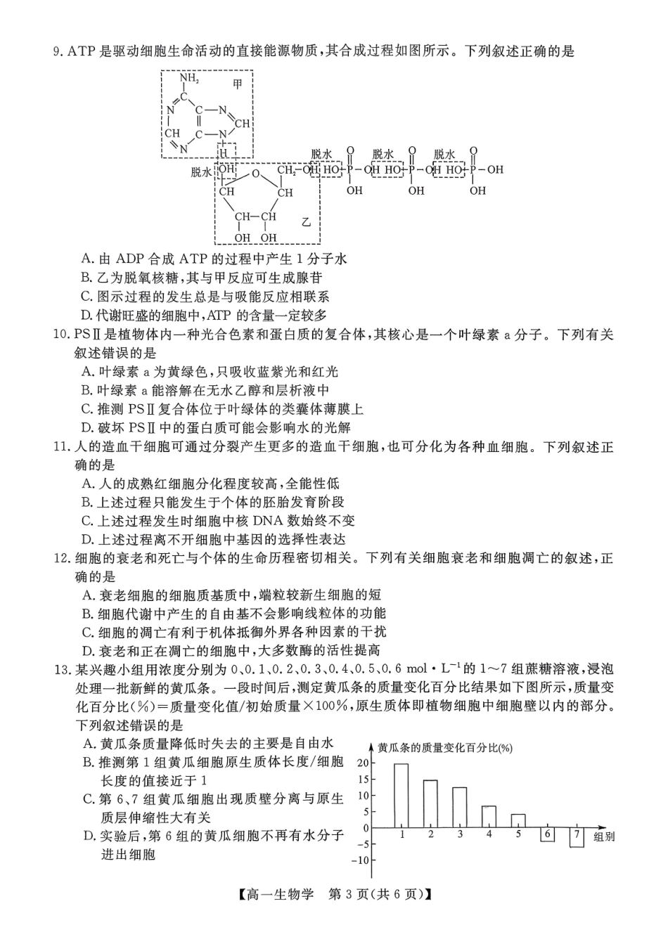 北海2025-2026秋季期末高一生物试卷.pdf_第3页