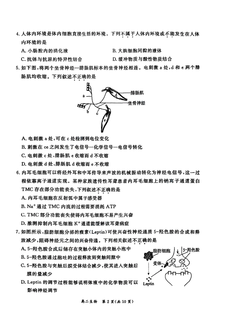 北京市东城区2025-2026学年高二上学期期末考试生物试卷.pdf_第2页