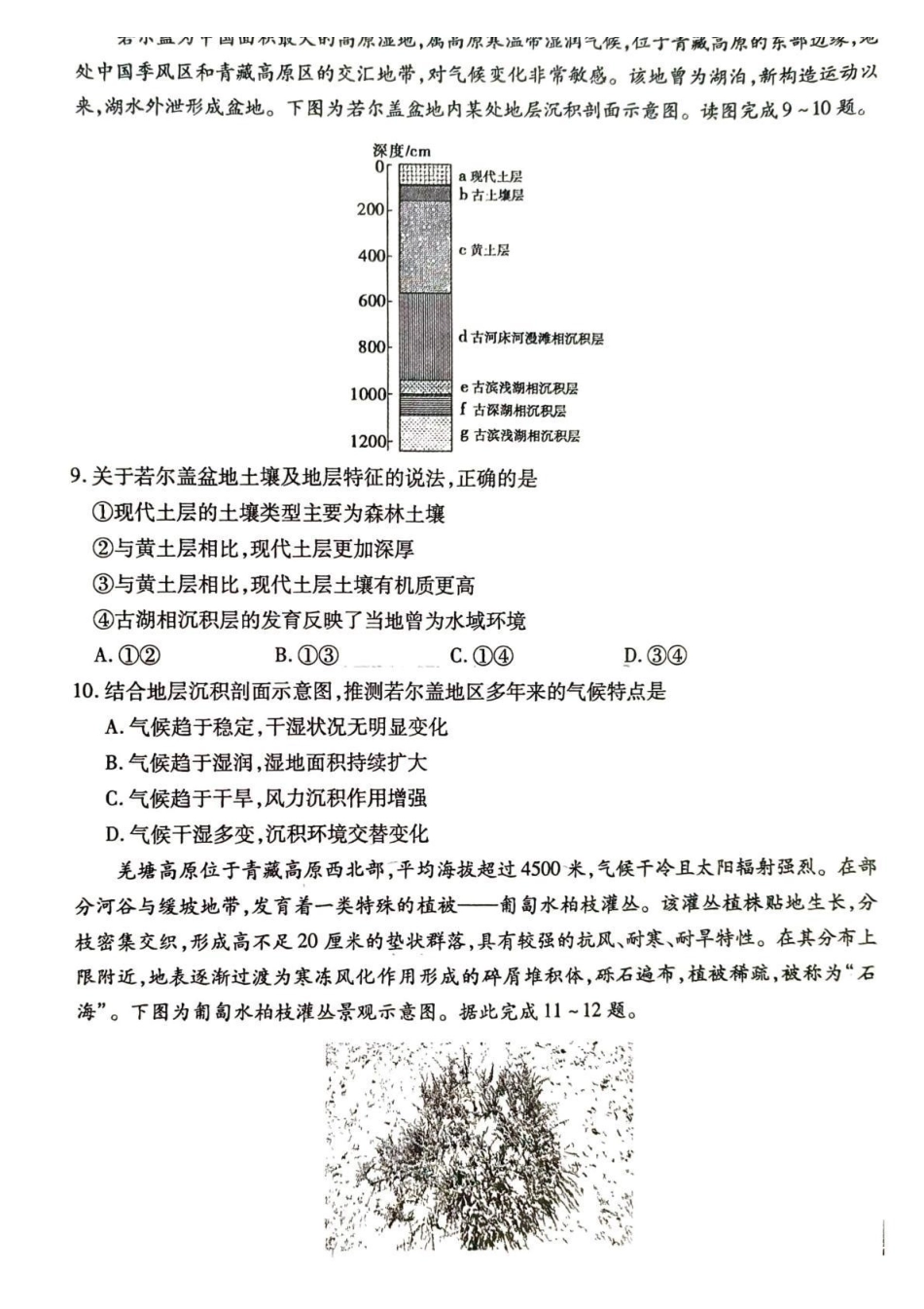 地理内蒙古包头市2025—2026学年度第一学期高三年级期末教学质量检测试卷（2.7-2.8）.pdf_第3页