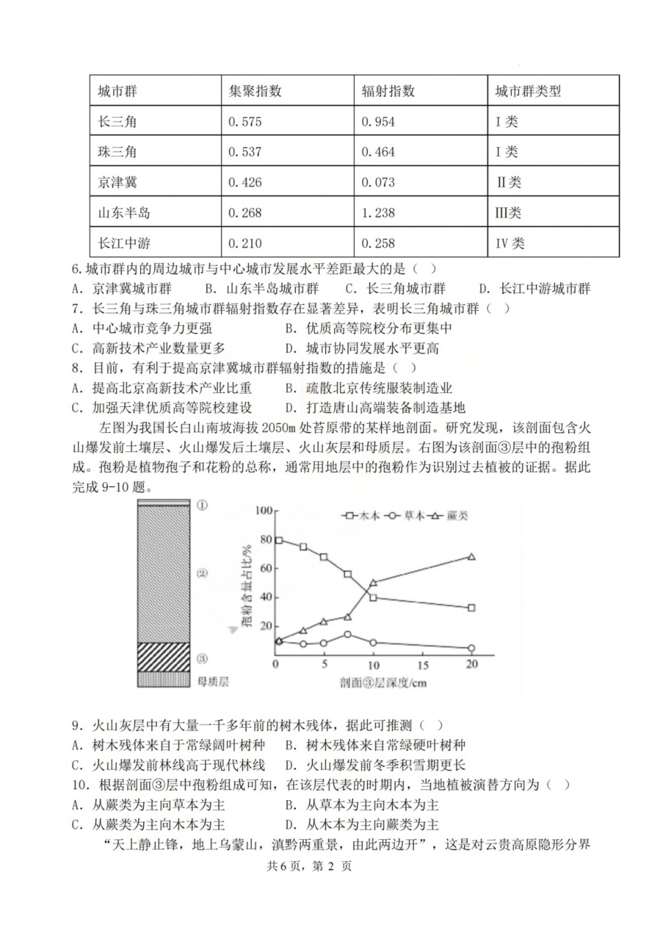 地理山西山西大学附属中学2025-2026学年第一学期高三1模块诊断(总第八次)(1.10-1.11).pdf_第2页
