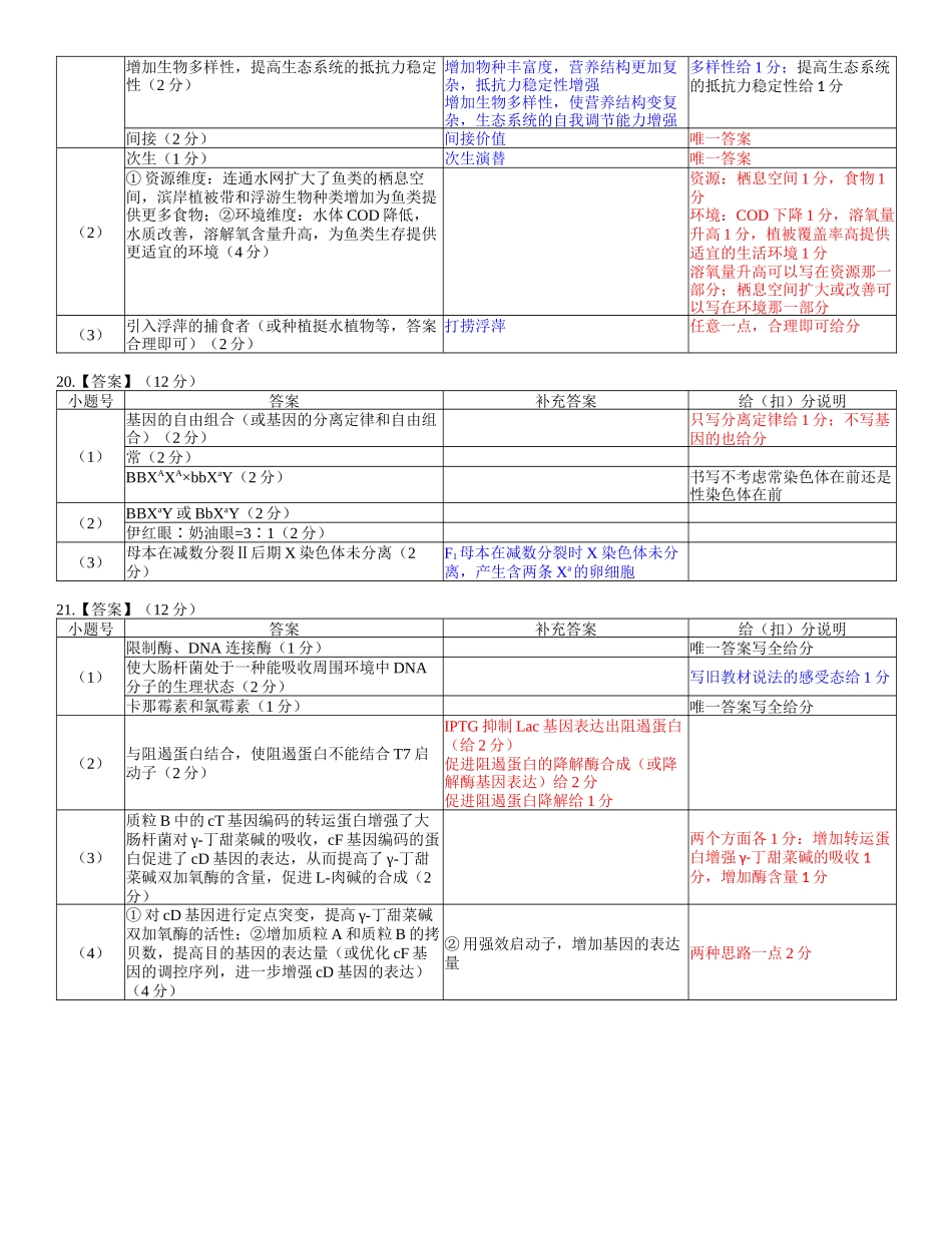 广东衡水金卷2026届高三上学期12月联考生物评分细则.docx_第2页