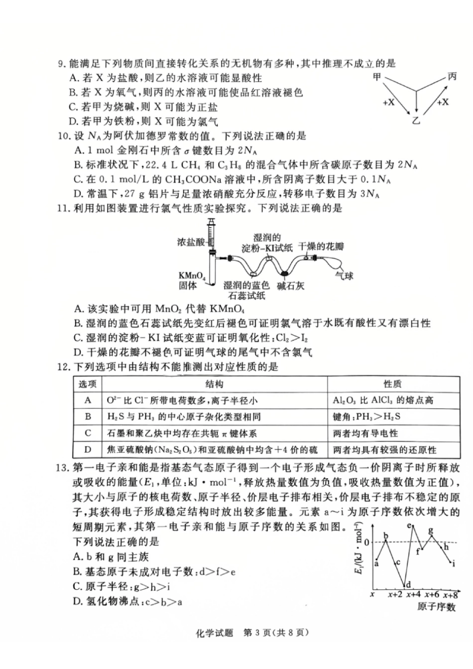 化学广东湛江市高三年级2026年高考测试(一)(湛江一模)(1.26-1.28).pdf_第3页