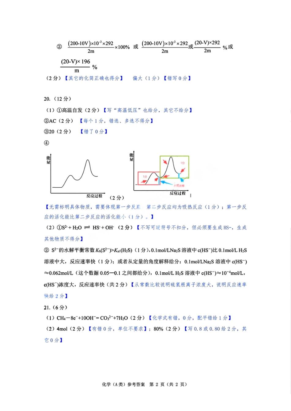 化学试题(A卷)答案浙江温州市2025学年第一学期高二年级期末质量评价题库(A卷+B卷)(1.28-1.30).pdf_第2页