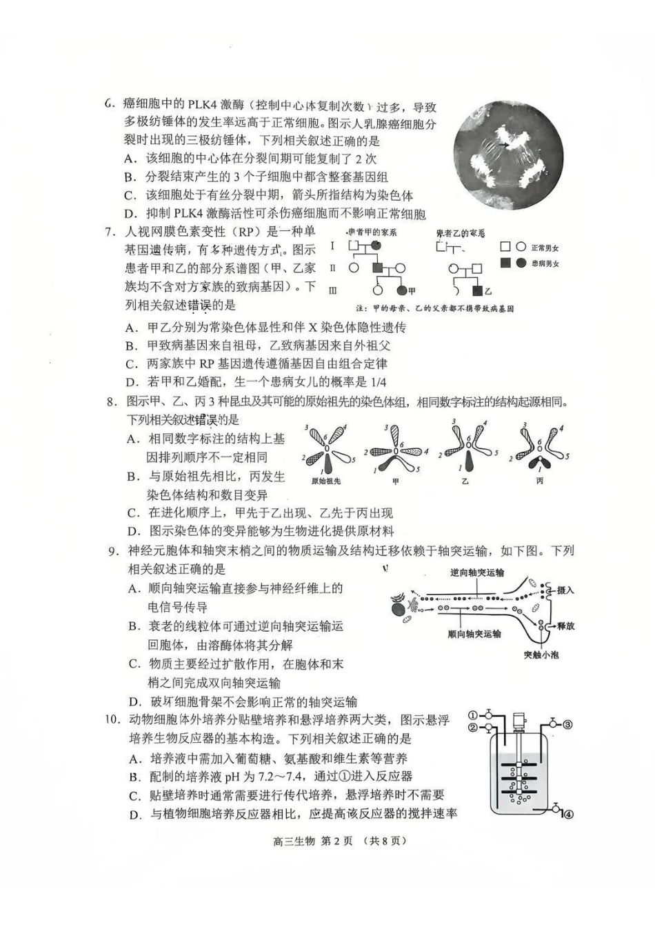 江苏苏州市2025-2026学年高三上学期期末考试生物+答案.pdf_第2页
