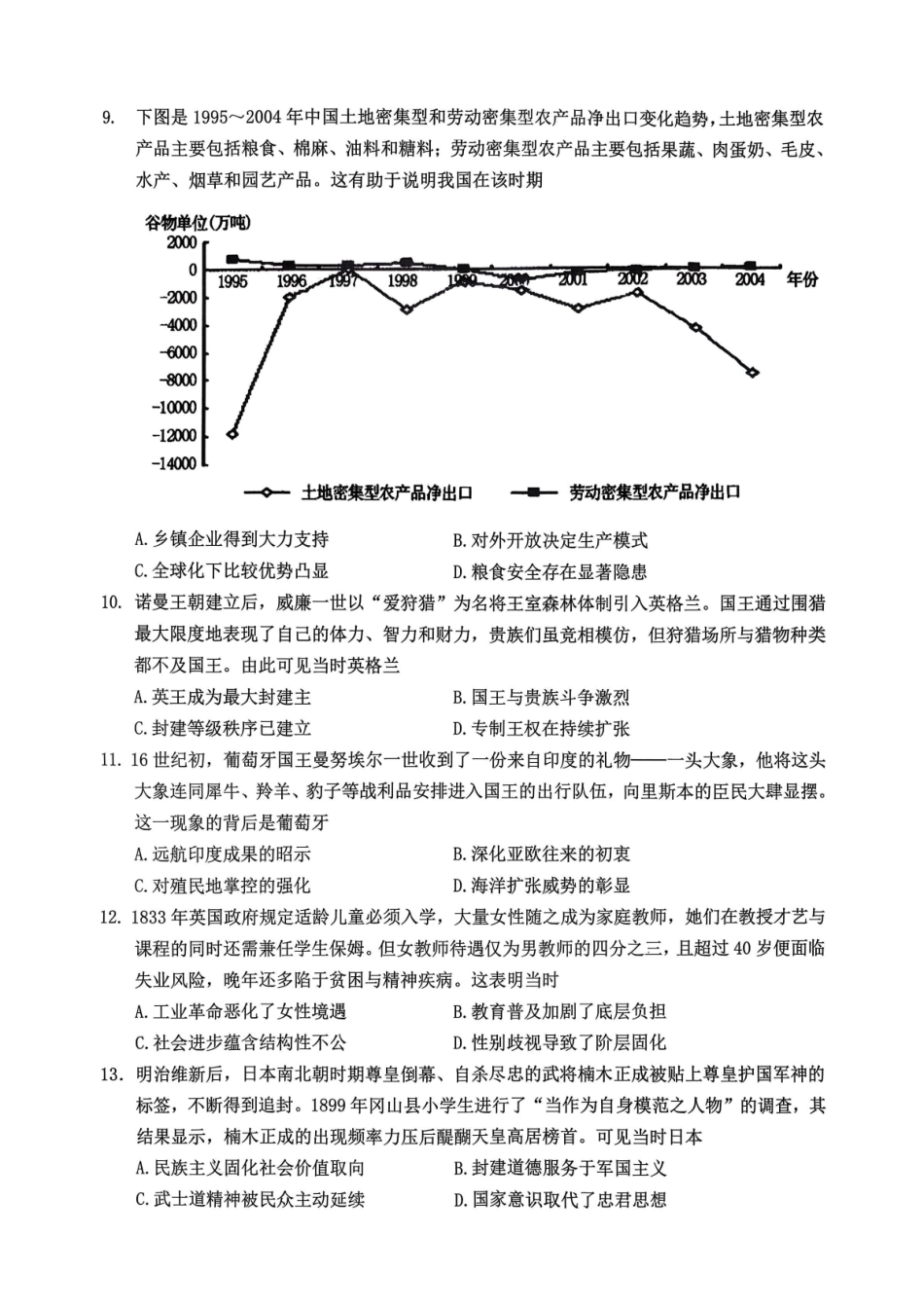 九龙坡区高2026届学业质量调研抽测（第一次）历史.pdf_第3页