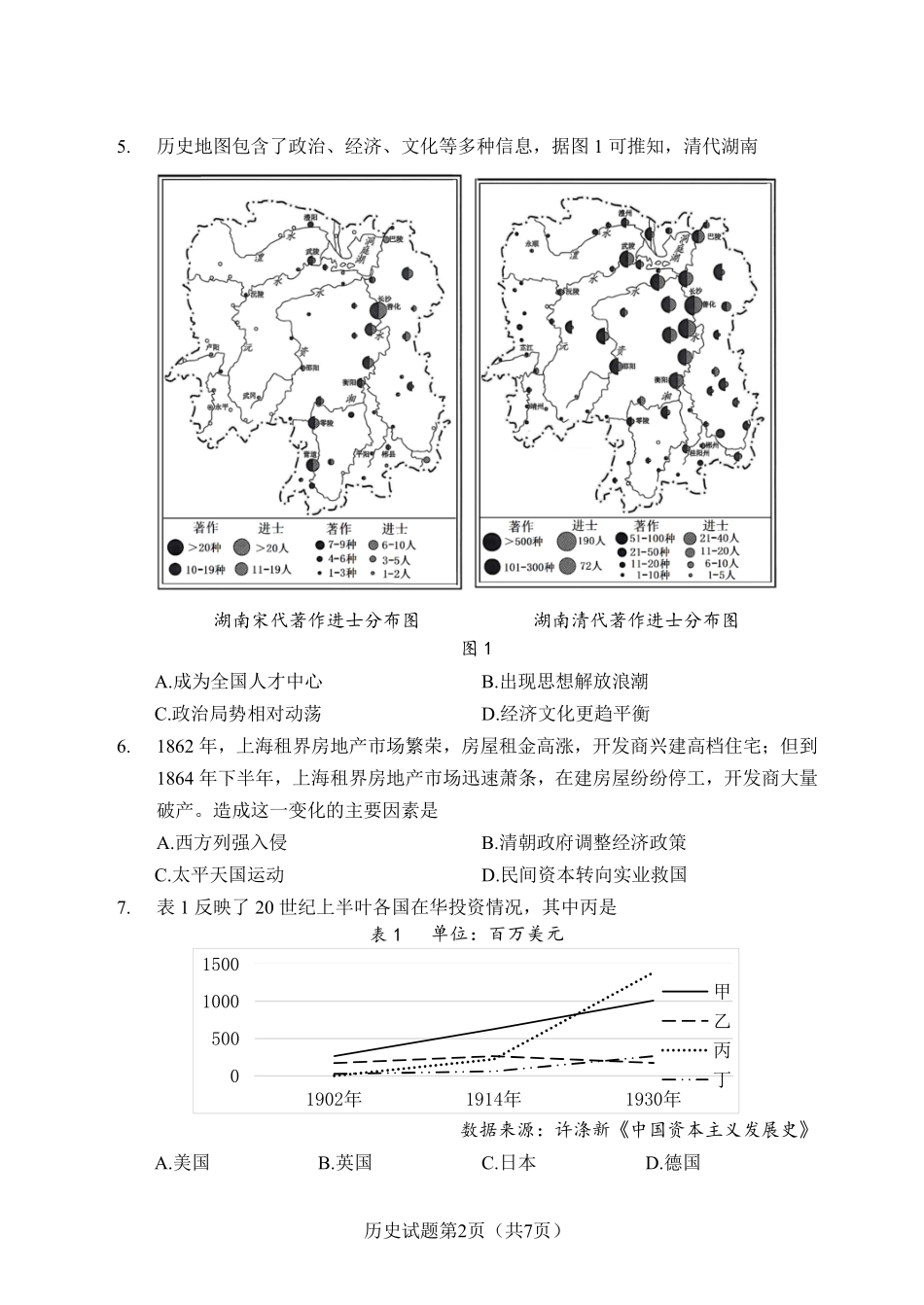 历史湖南长沙市2026年高三年级模拟考试(长沙一模)(2.1-2.3).pdf_第2页