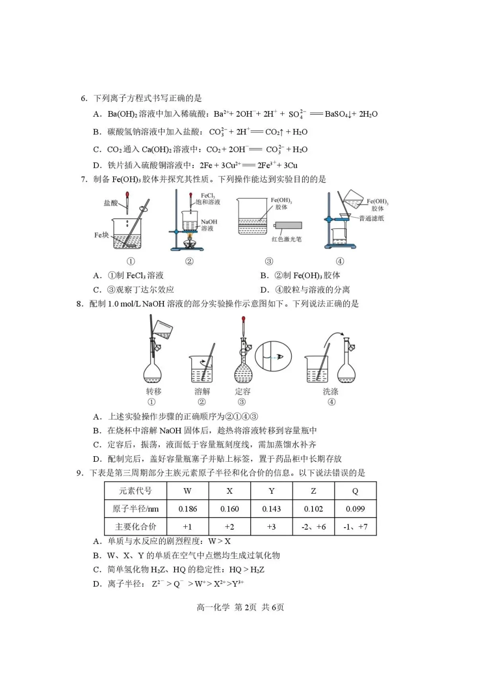 攀枝花市2025-2026学年度高一（上）教学质量监测样卷化学.pdf_第2页