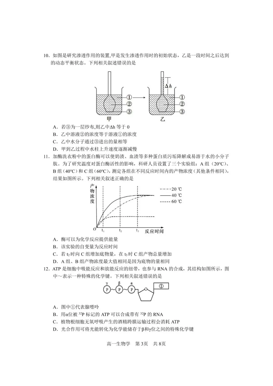 攀枝花市2025-2026学年度高一(上)教学质量监测样卷生物.pdf_第3页