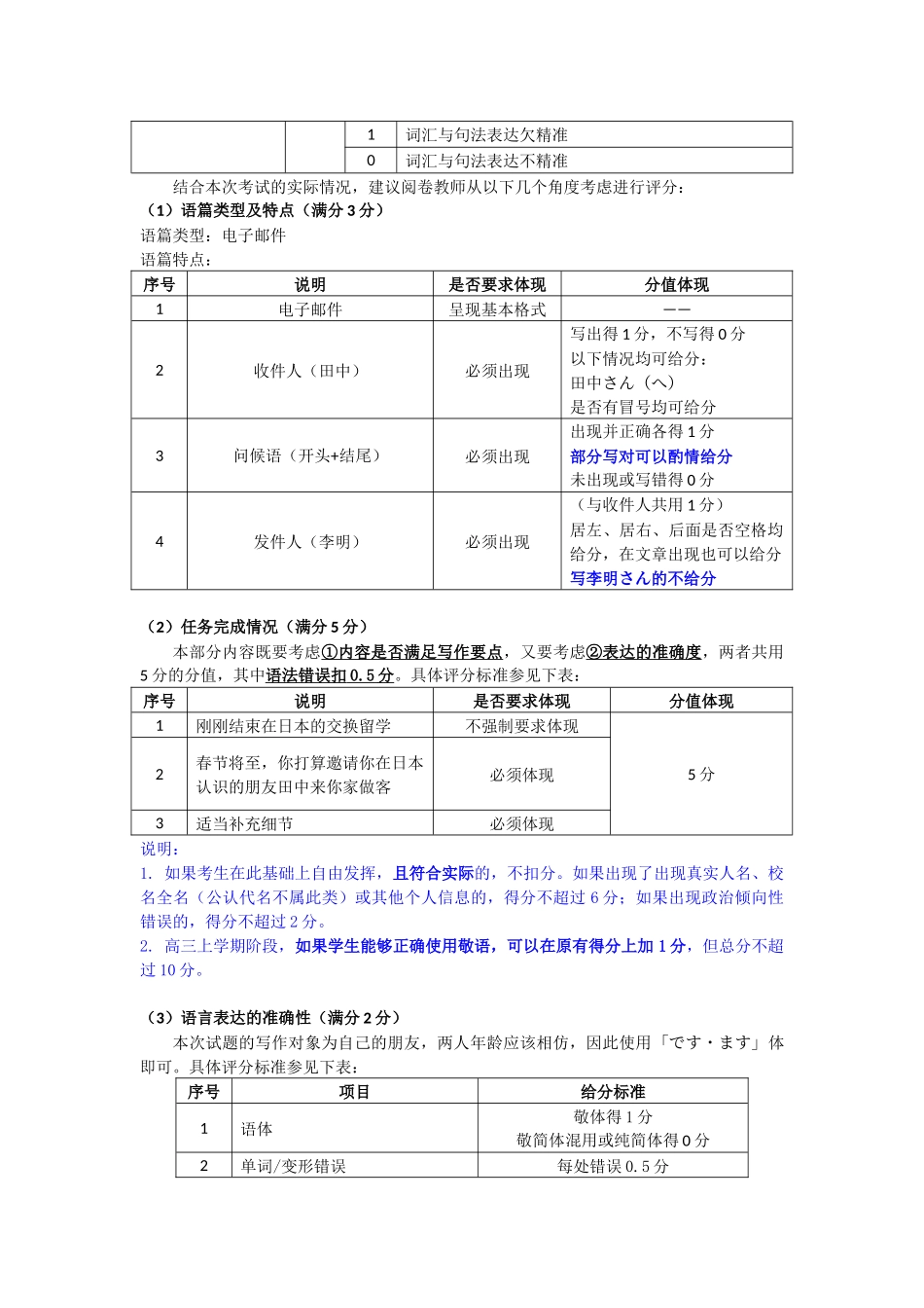 日语作文评分标准(2026届高中毕业班1月份适应性测试).docx_第2页