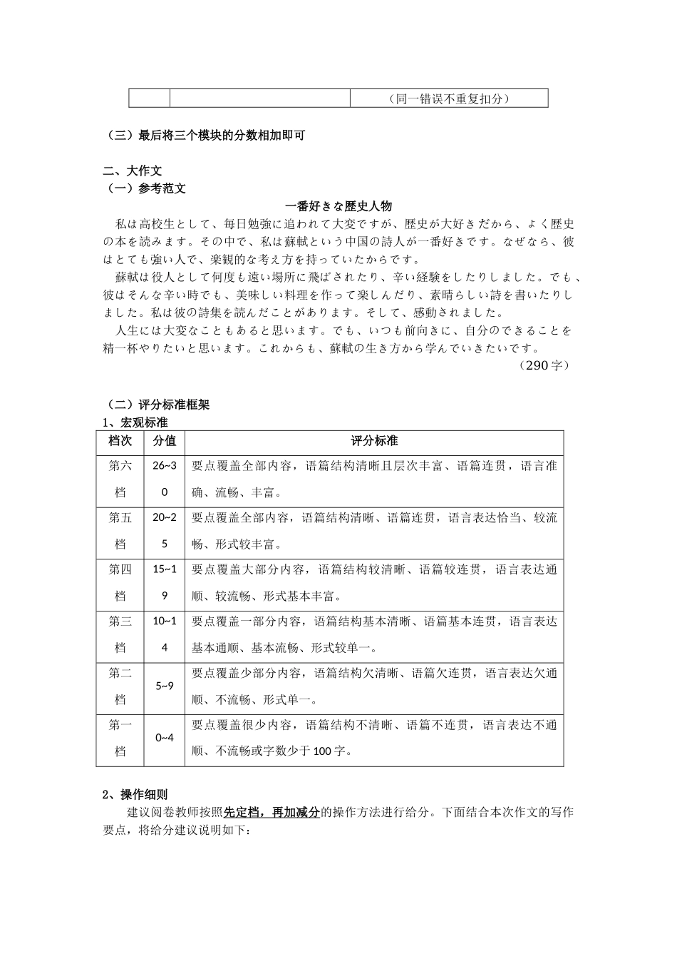 日语作文评分标准(2026届高中毕业班1月份适应性测试).docx_第3页