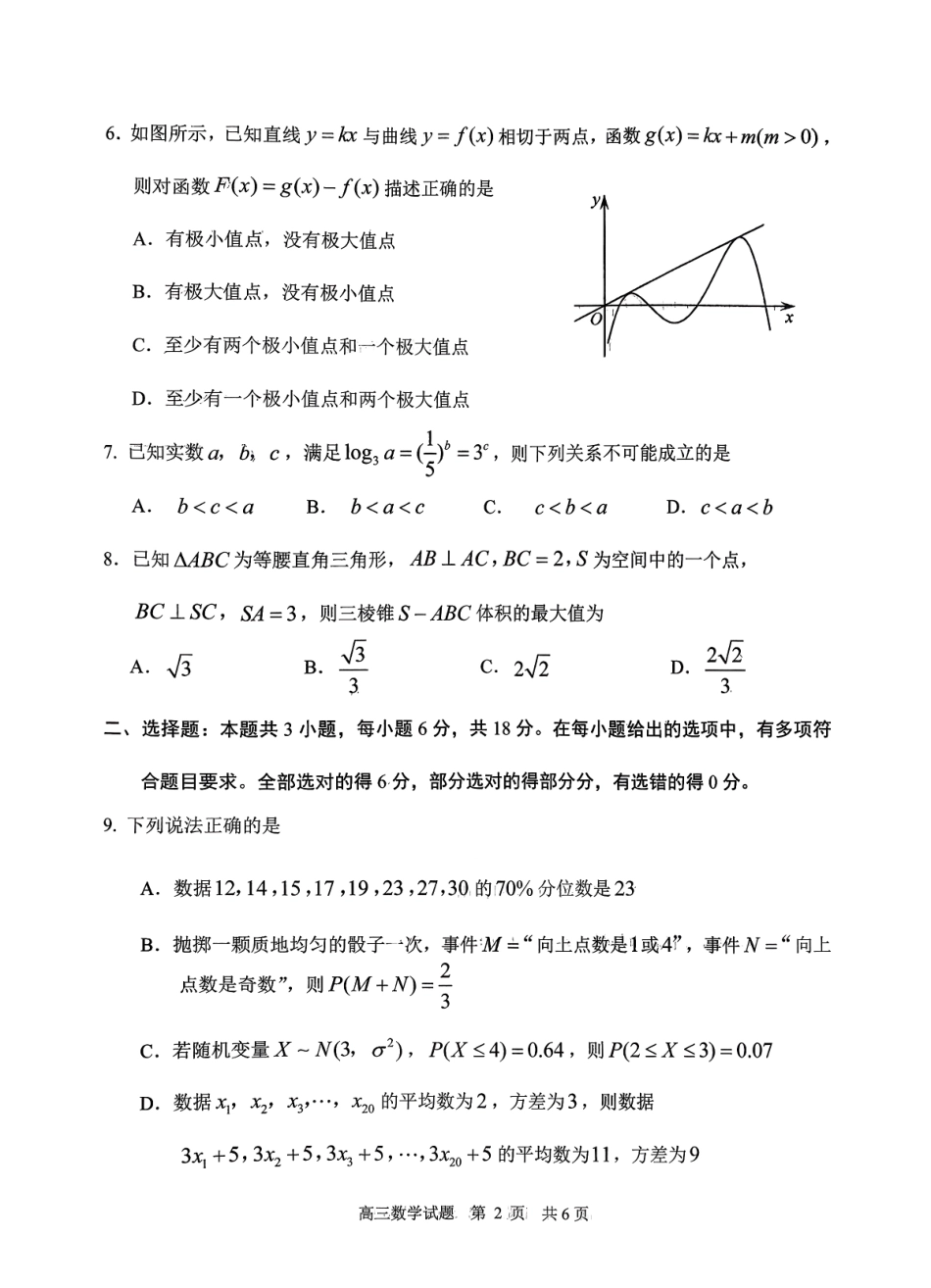山东日照市2023级高三上学期期末考试数学.pdf_第2页