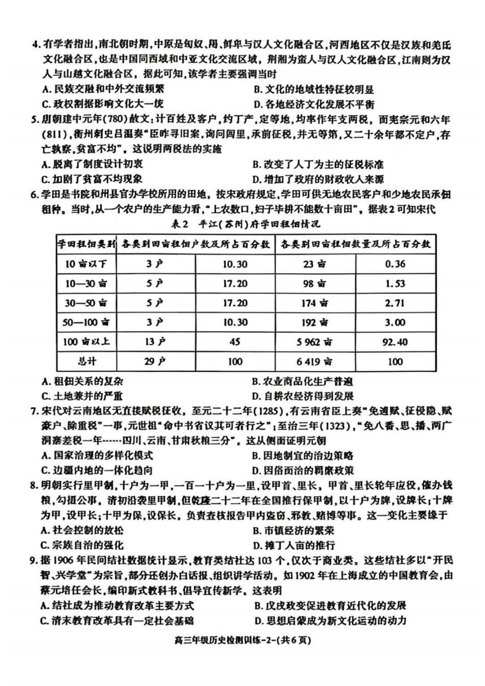 陕西榆林市2026届高三年级检测训练历史.pdf_第2页