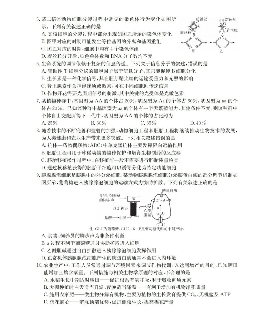 生物(26-217C)河北金太阳2026届高三上学期1月联考（26-217C）（1.19-1.20）.pdf_第2页