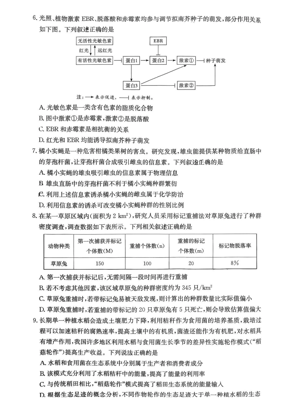 生物+答案湖南长沙市湖南师范大学附属中学2025-2026学年高二上学期1月期末考试(1.27-1.29).pdf_第2页