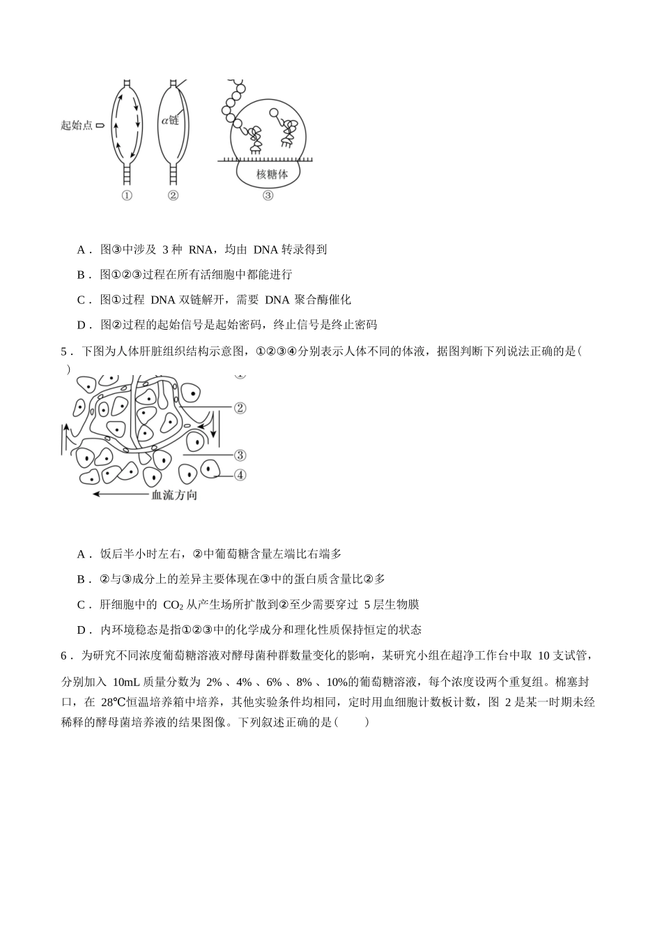 生物+答案四川字节精准教育联盟AI赋能2025-2026学年度2026届高三上学期1月期末综合能力调查(1.29-1.30).docx_第2页