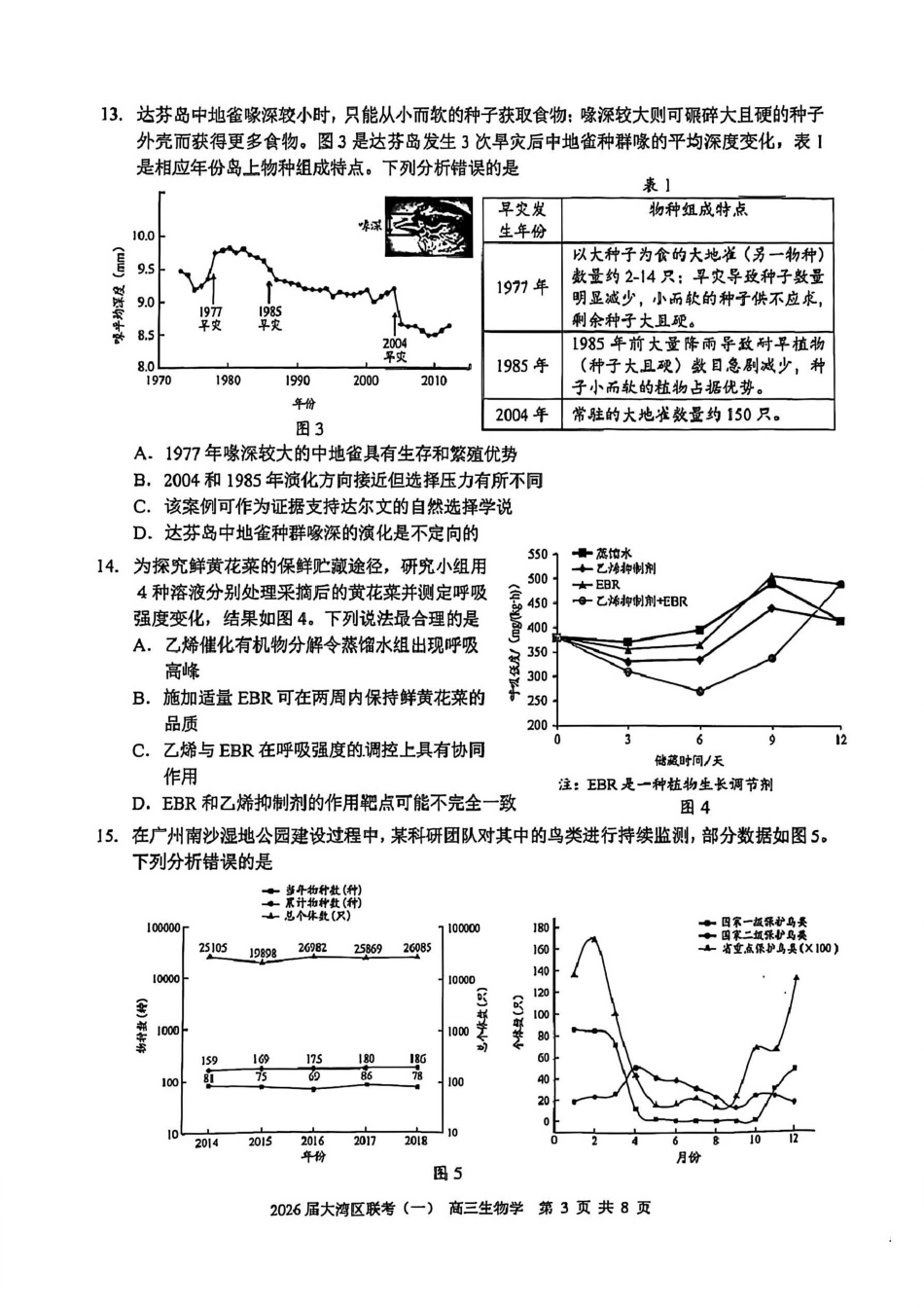 生物广东大湾区2026届普通高中毕业年级高三年级联合模拟考试(一)(大湾区一模)(1.26-1.28).pdf_第3页