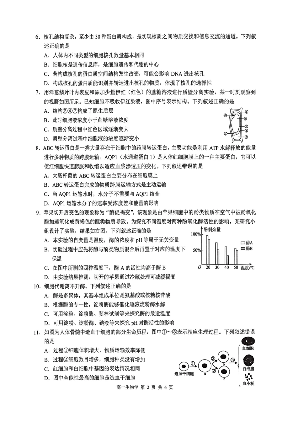 生物广西壮族自治区河池市2026年1月高一年级期末学科素养测评(1.28-1.30).pdf_第2页