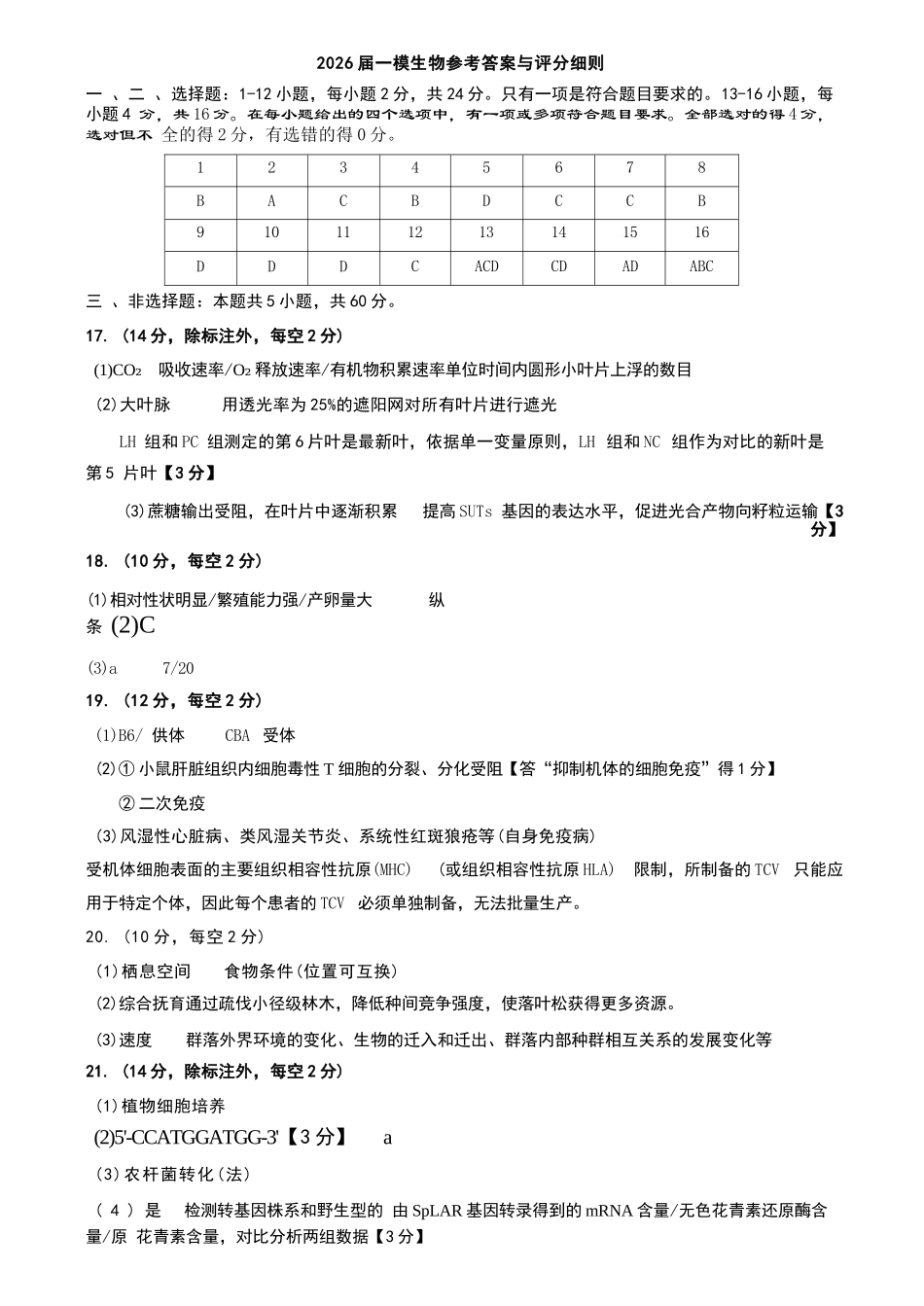 生物湖南岳阳市2026届高三年级教学质量监测（一）（岳阳一模）(2.4-2.6.docx_第1页