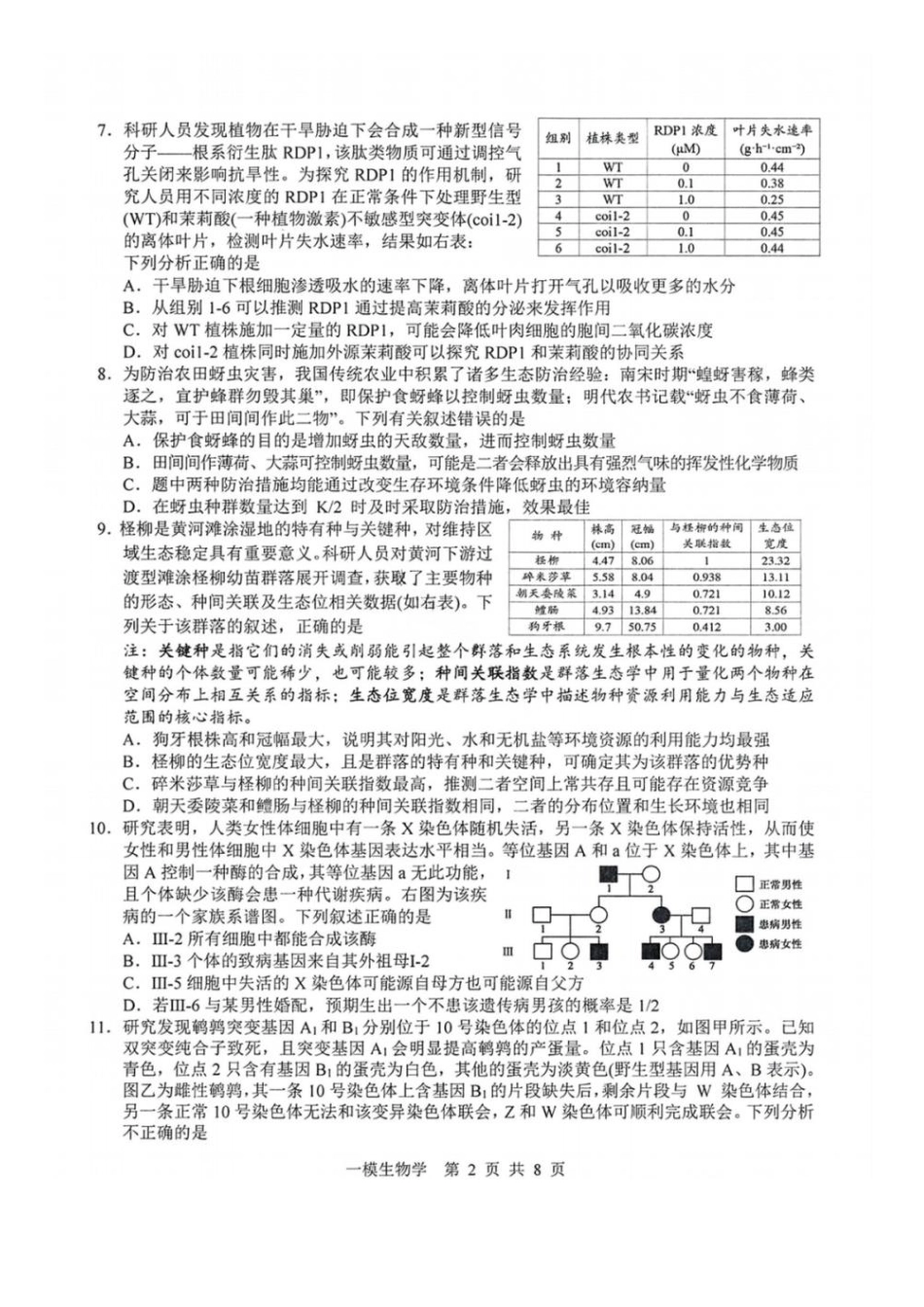 生物江西上饶市2026届高三年级第一次高考模拟考试(上饶一模)(1.29-1.30).pdf_第2页