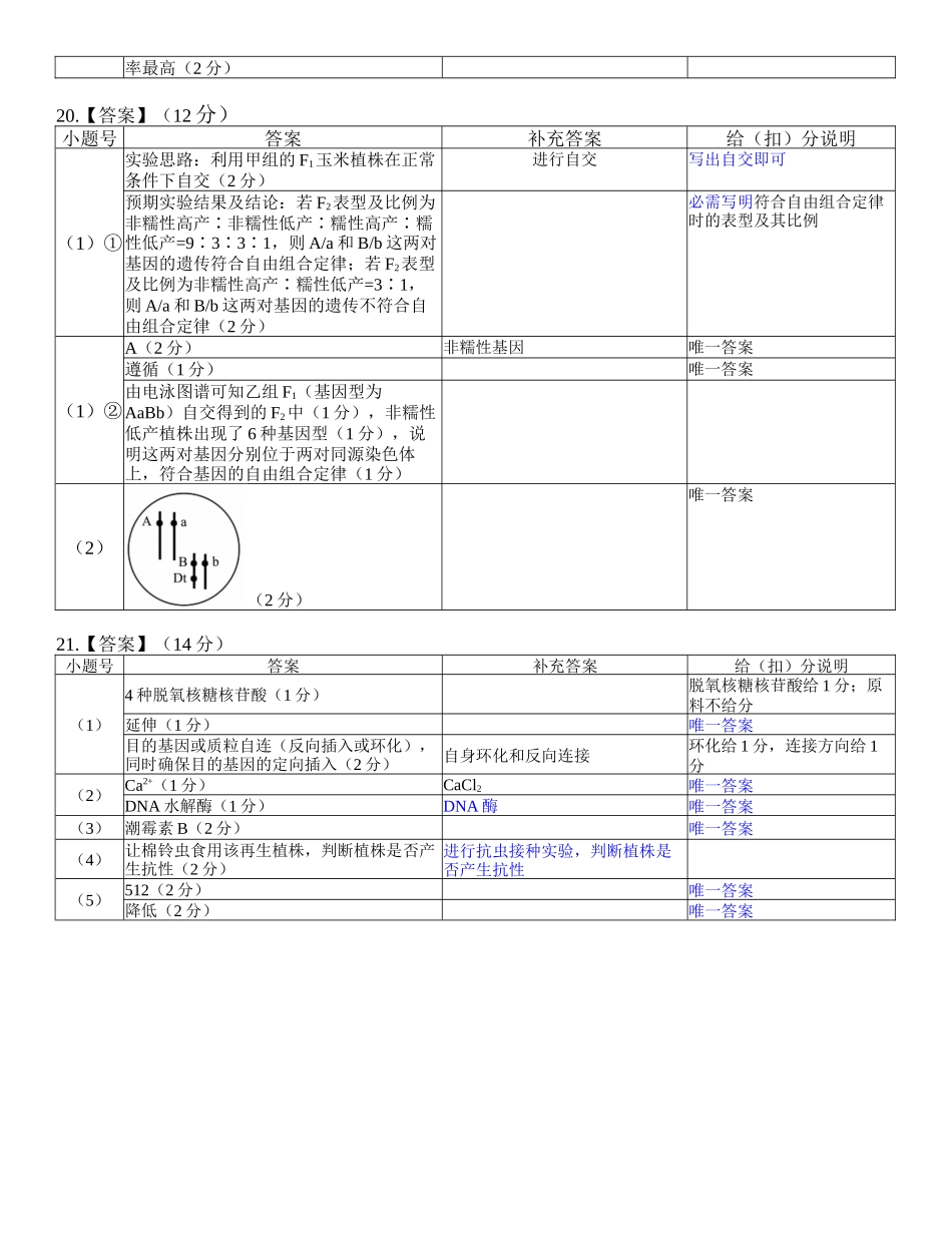 生物评分细则(2026届高中毕业班1月份适应性测试).doc_第2页