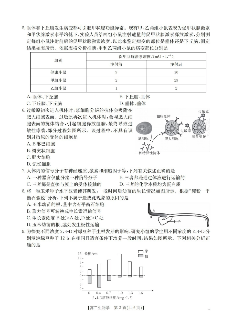 生物山西多校2025-2026学年高二上学期1月月考（1.9-1.10）.pdf_第2页