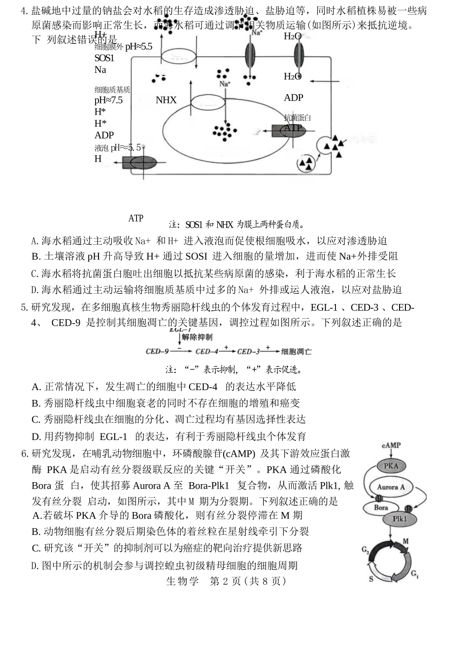 生物山西晋中市2026年2月高三年级适应性调研考试(晋中一模)(2.9-2.10).docx_第2页