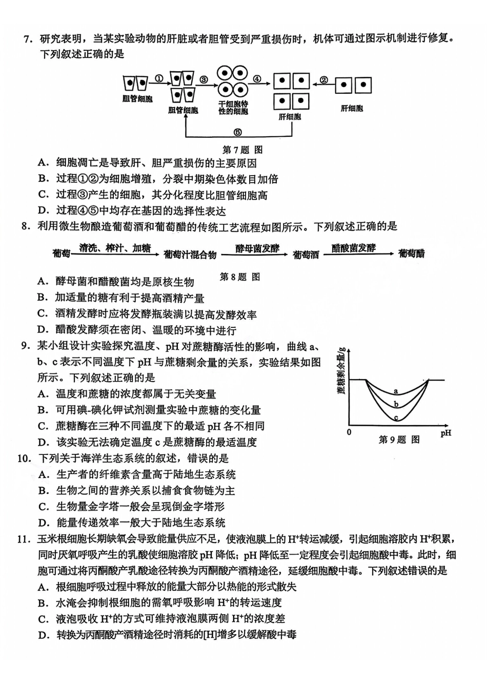 生物试题(A卷)浙江温州市2025学年第一学期高二年级期末质量评价题库(A卷+B卷)(1.28-1.30).pdf_第2页