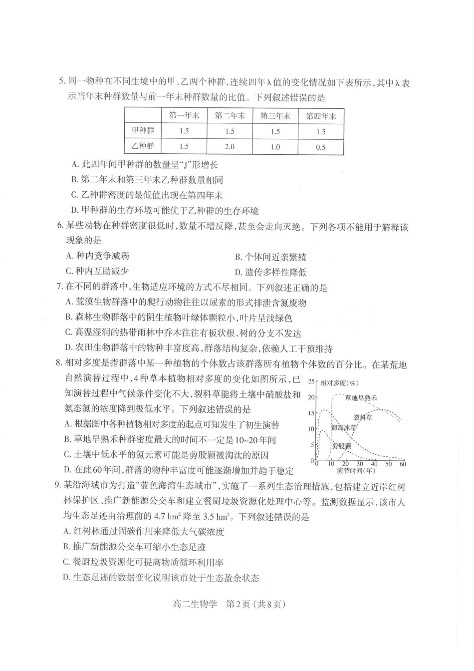 生物试图卷山西太原市2025-2026学年第一学期高二年级期末学业诊断(2.3-2.4).pdf_第2页