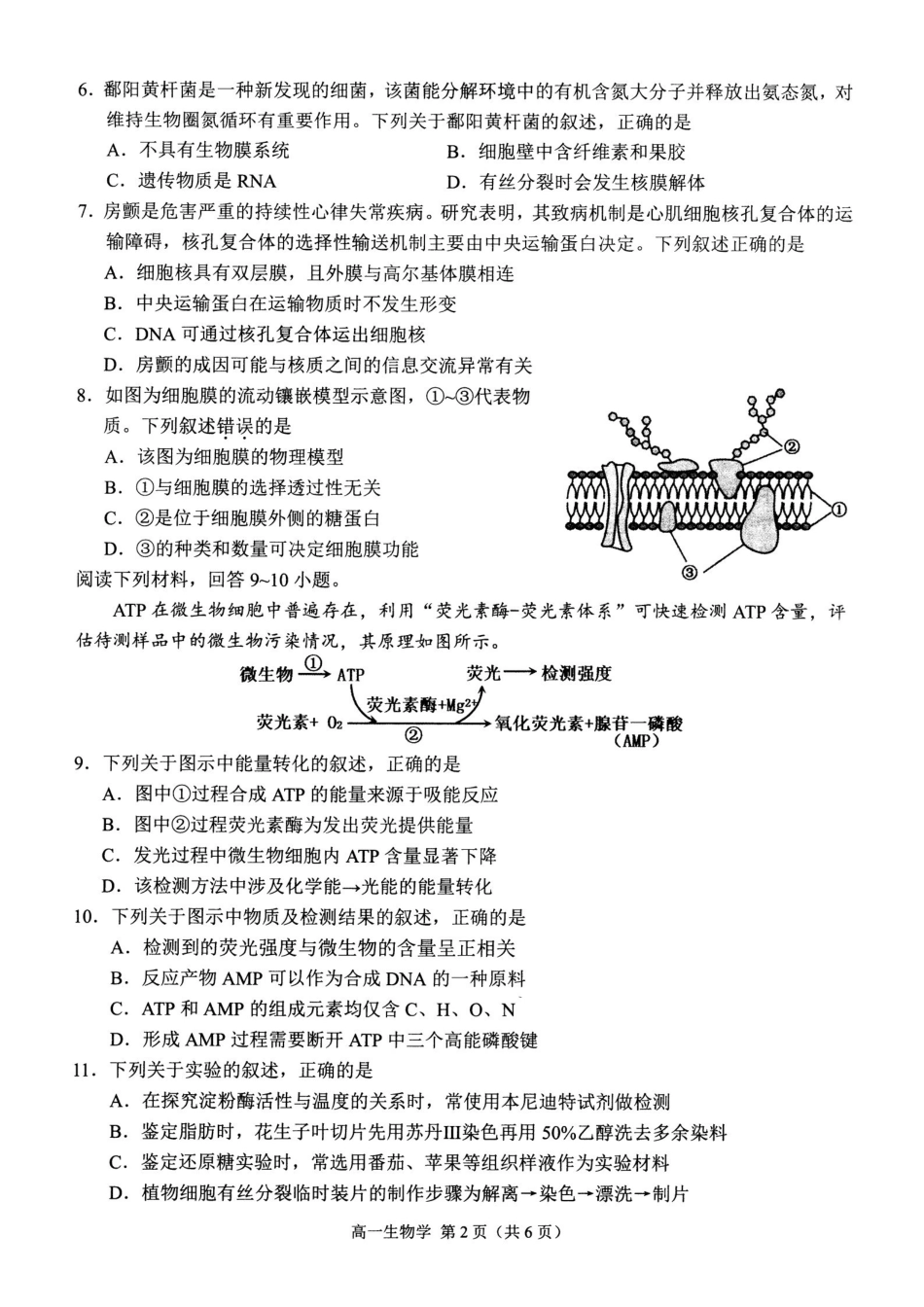 生物浙江杭州市2026学年第一学期高一年级期末学业水平测试(2.2-2.4).pdf_第2页