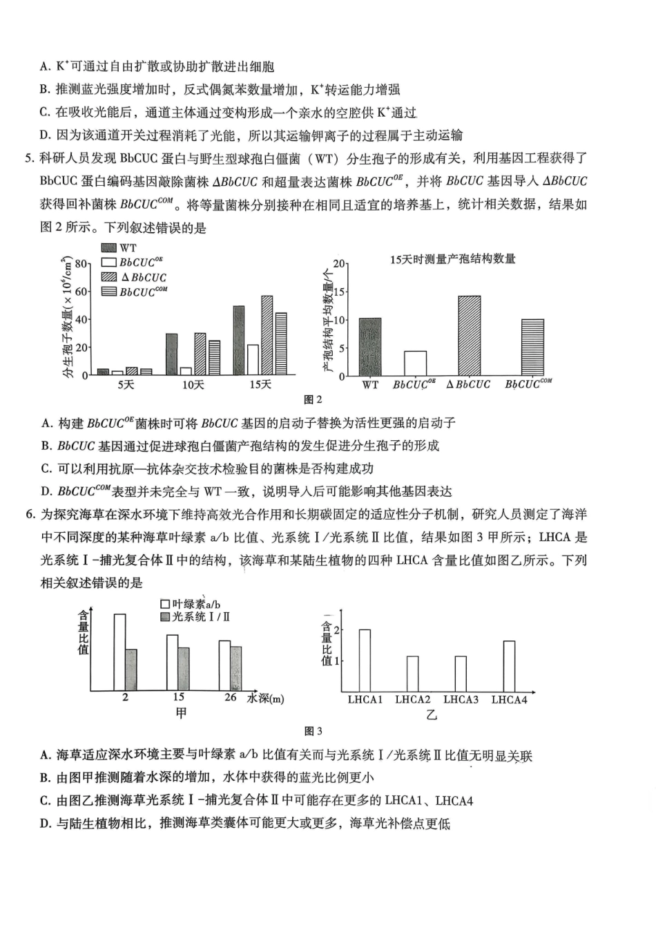 生物重庆市巴蜀中学2026届高三1月高考适应性月考卷（六）(1.22-1.24).pdf_第2页
