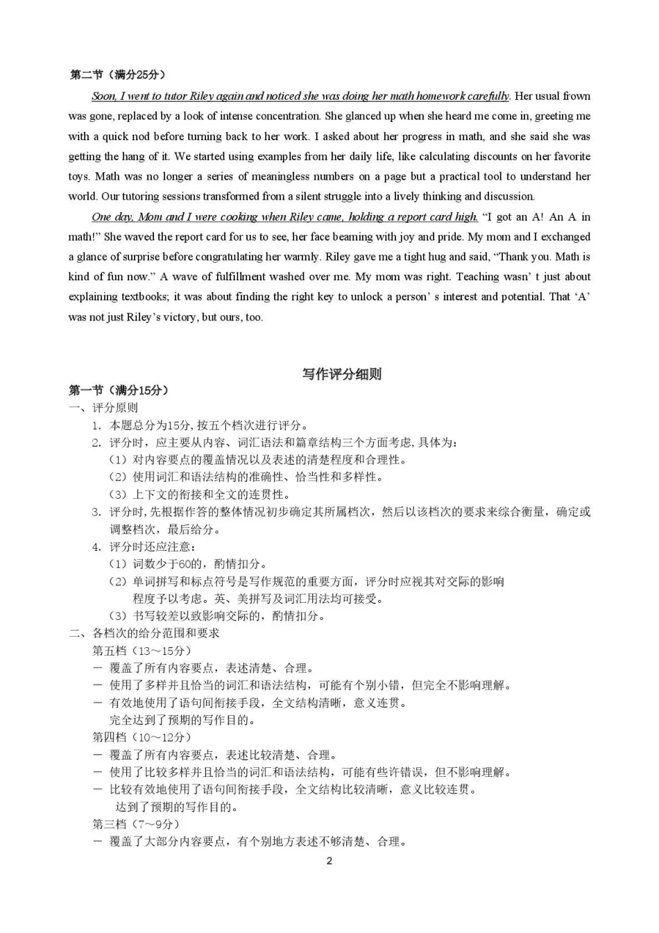 太原市2025~2026学年第一学期高三年级期末学业诊断英语答案.pdf_第2页