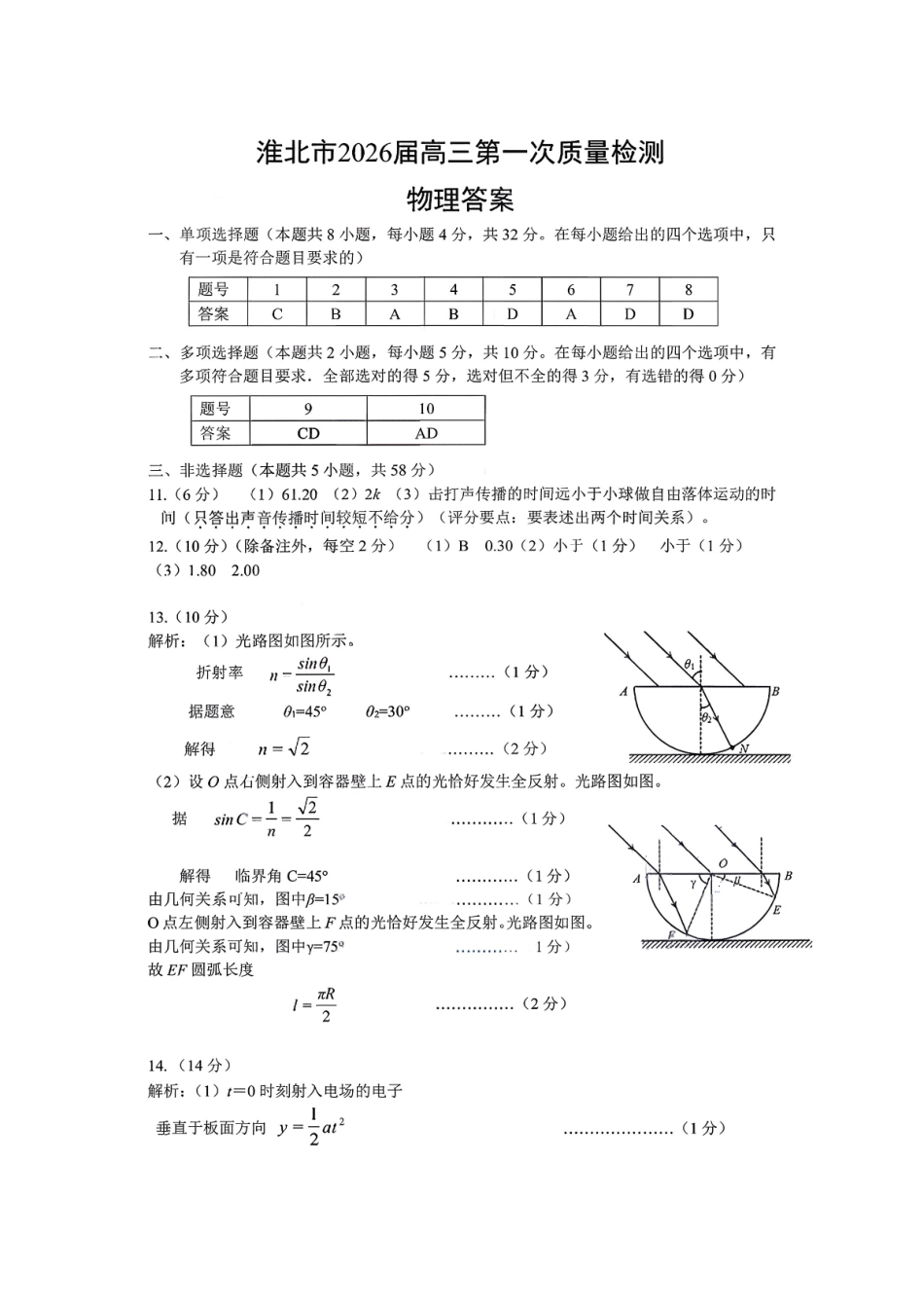 物理-安徽淮北市2026届高三年级第一次质量检测(淮北一模)(1.29-1.30)).pdf_第1页
