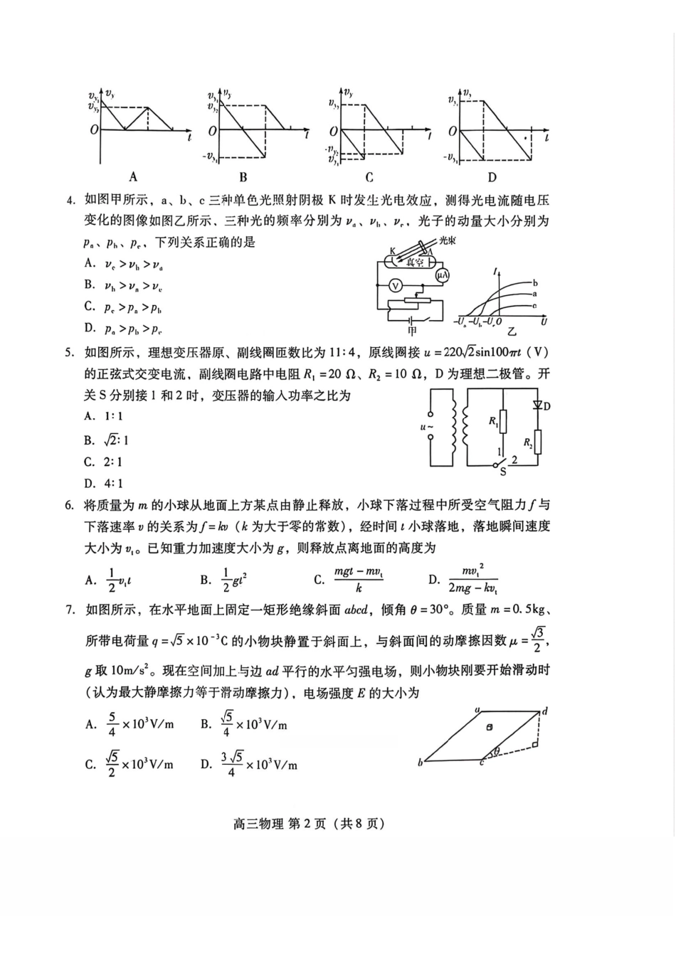 物理山东东营市、潍坊市2026年高三年级高考模拟考试(东营潍坊一模)（2.8-2.10).pdf_第2页