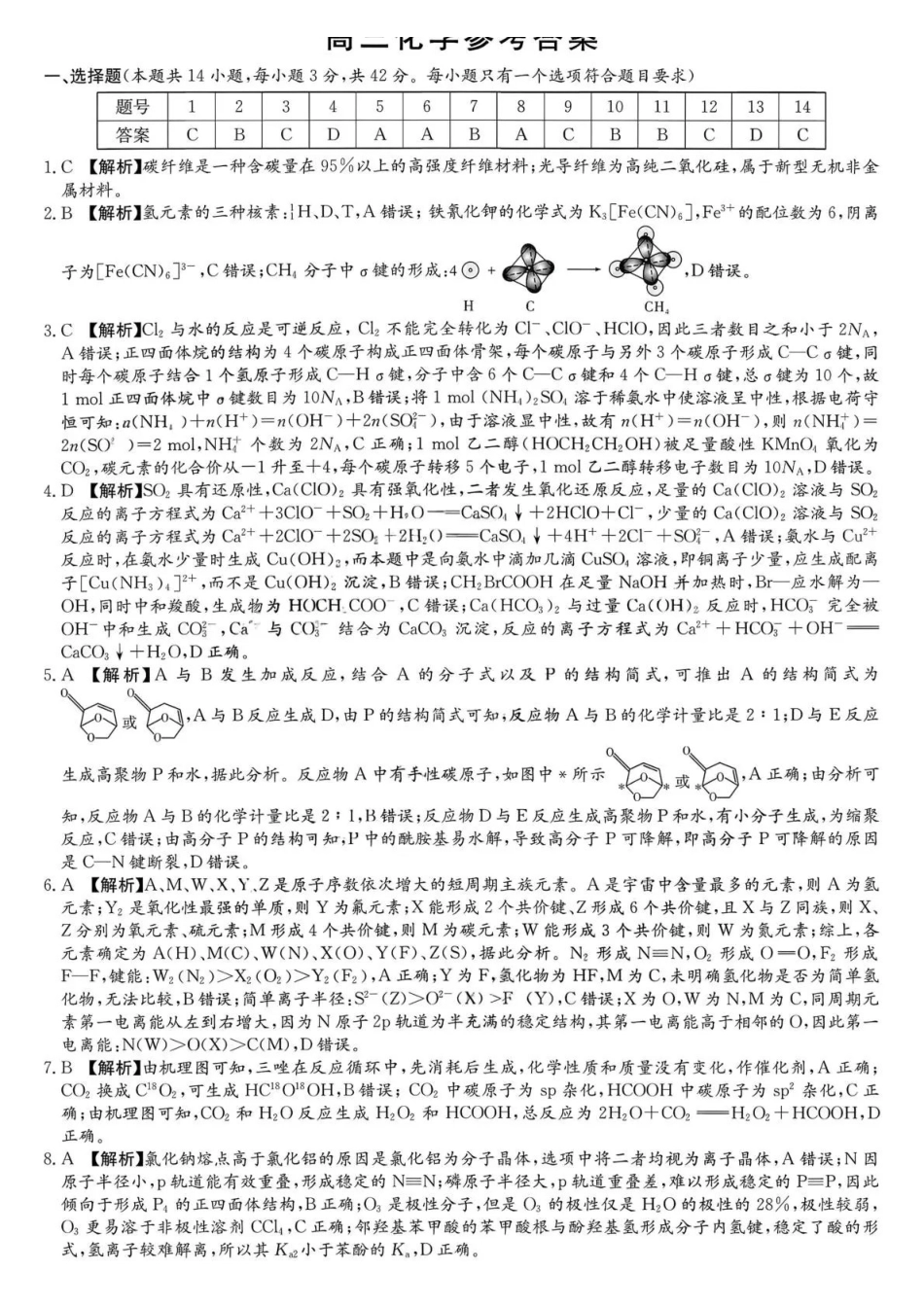 雅礼中学2026届高三月考试卷（六）化学答案.pdf_第1页