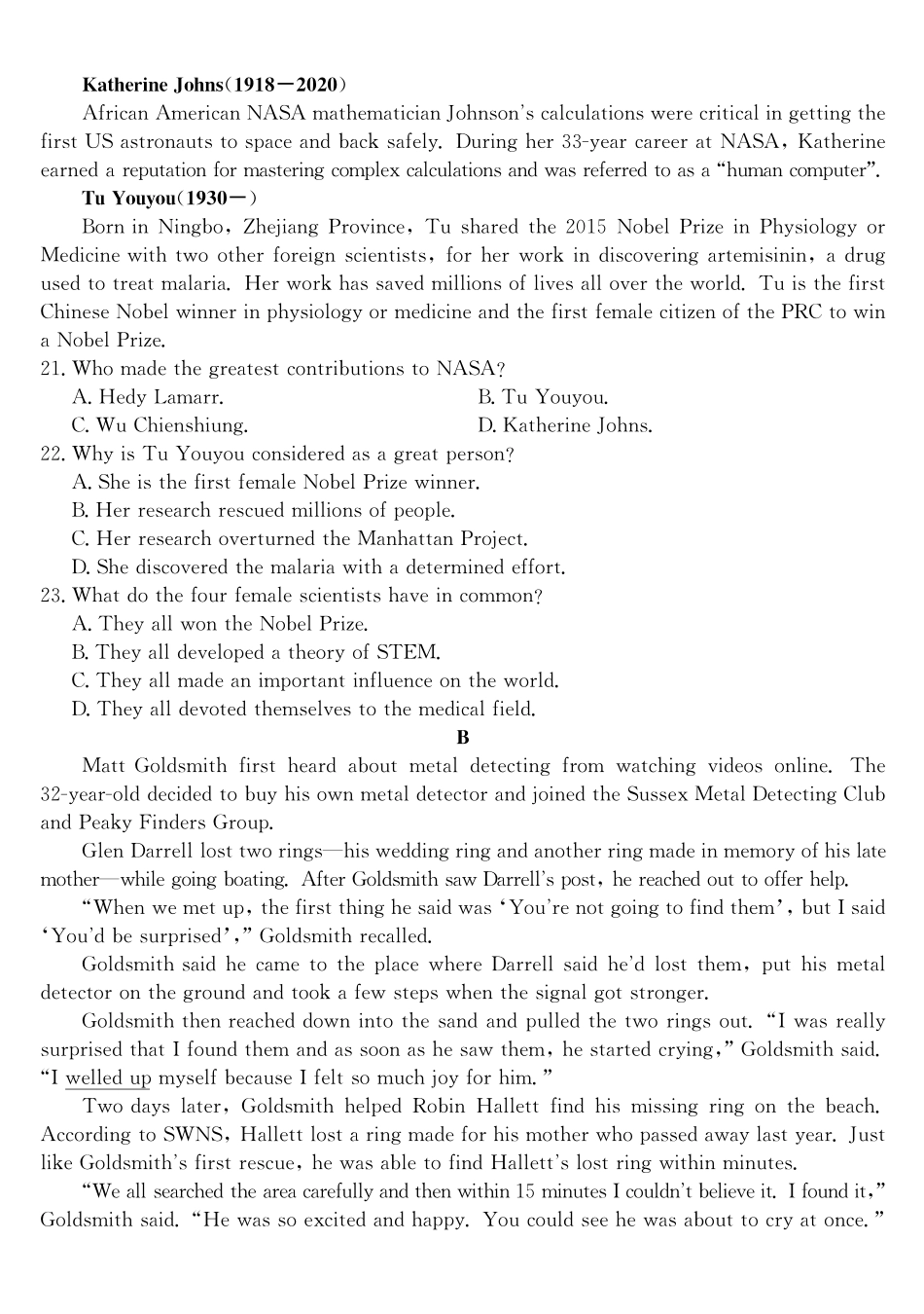 英语(26-L-483B)(HJ)安徽江淮名校2025-2026学年高二上学期2月期末联考（26-L-483B）（2.5-2.6）.pdf_第3页