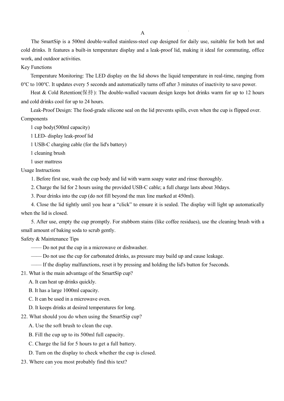 长沙市一中2026届高三月考试卷（六）英语+答案.pdf_第3页