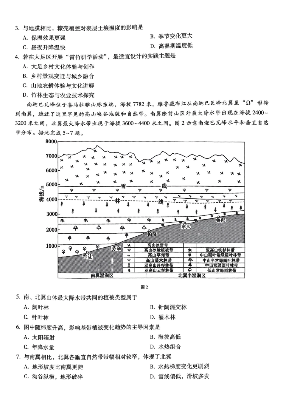 重庆市巴蜀中学2026届高考适应性月考卷（六）地理.pdf_第2页