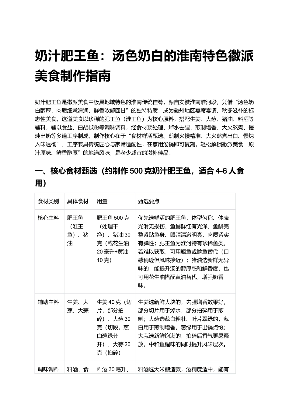 奶汁肥王鱼：汤色奶白的淮南特色徽派美食制作指南.docx_第1页