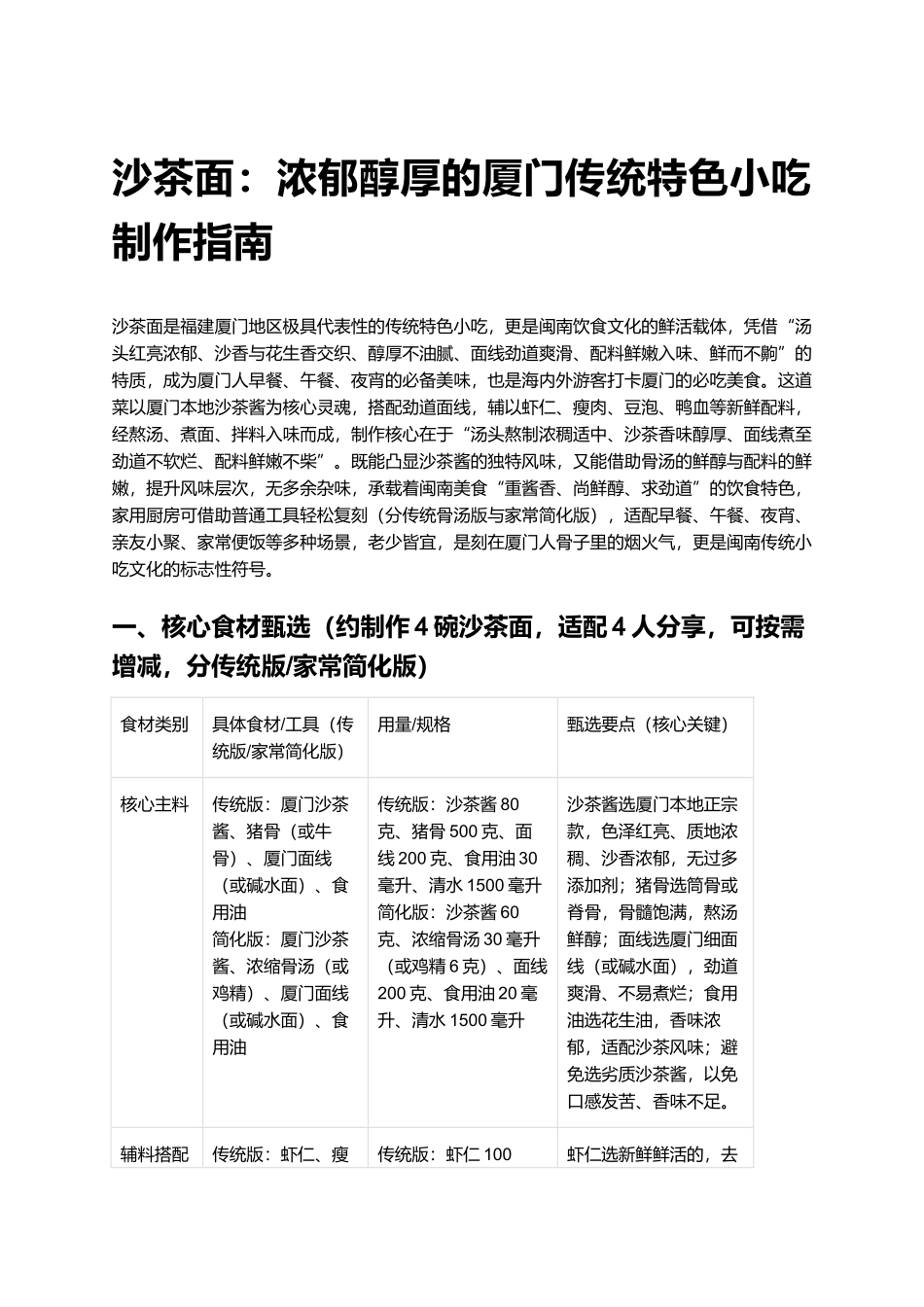 沙茶面：浓郁醇厚的厦门传统特色小吃制作指南.docx_第1页