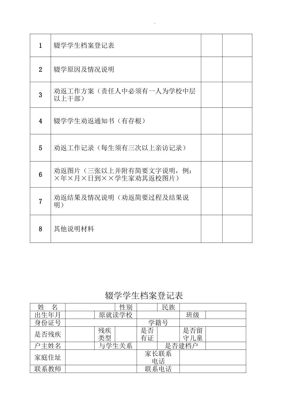 学校辍学学生“劝返复学一人一档”台账.doc_第2页